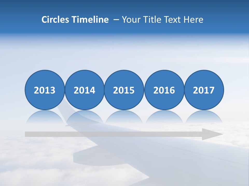 The Wing Of An Airplane Flying Above The Clouds PowerPoint Template
