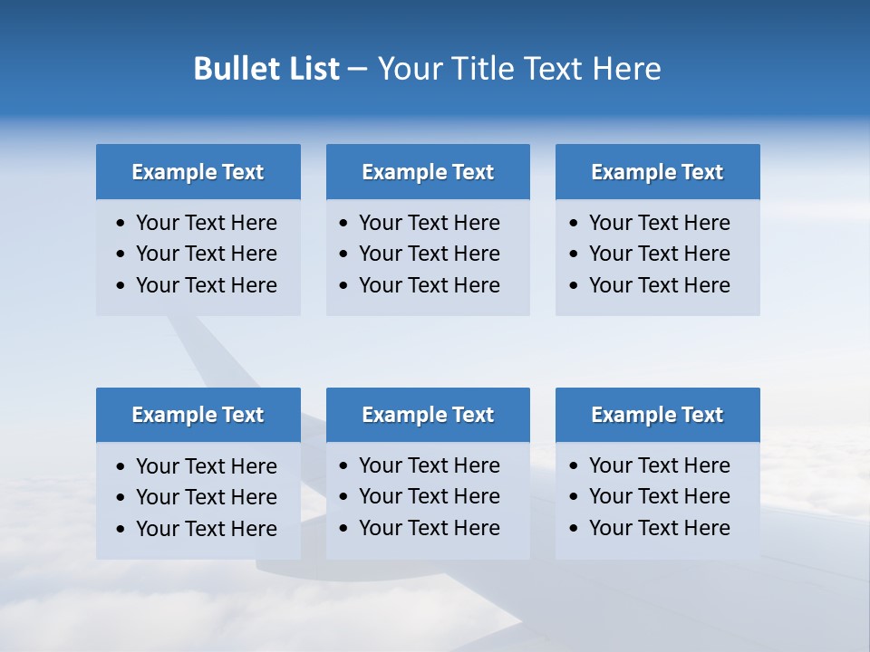The Wing Of An Airplane Flying Above The Clouds PowerPoint Template