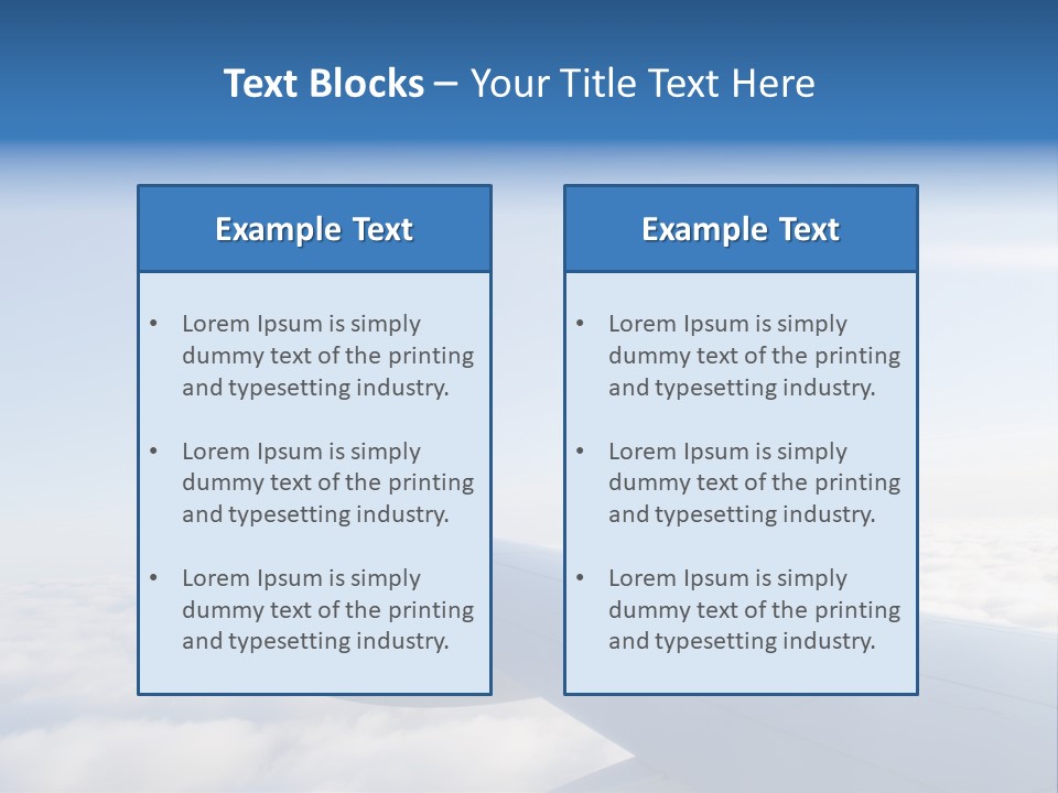 The Wing Of An Airplane Flying Above The Clouds PowerPoint Template