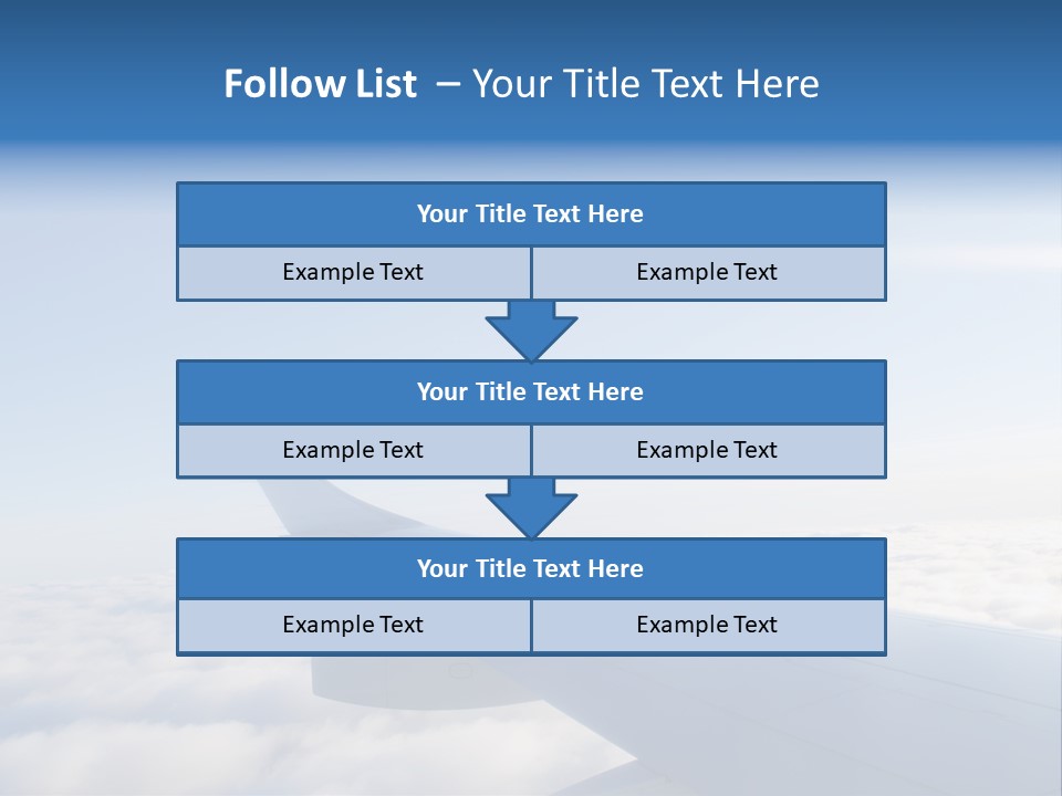 The Wing Of An Airplane Flying Above The Clouds PowerPoint Template