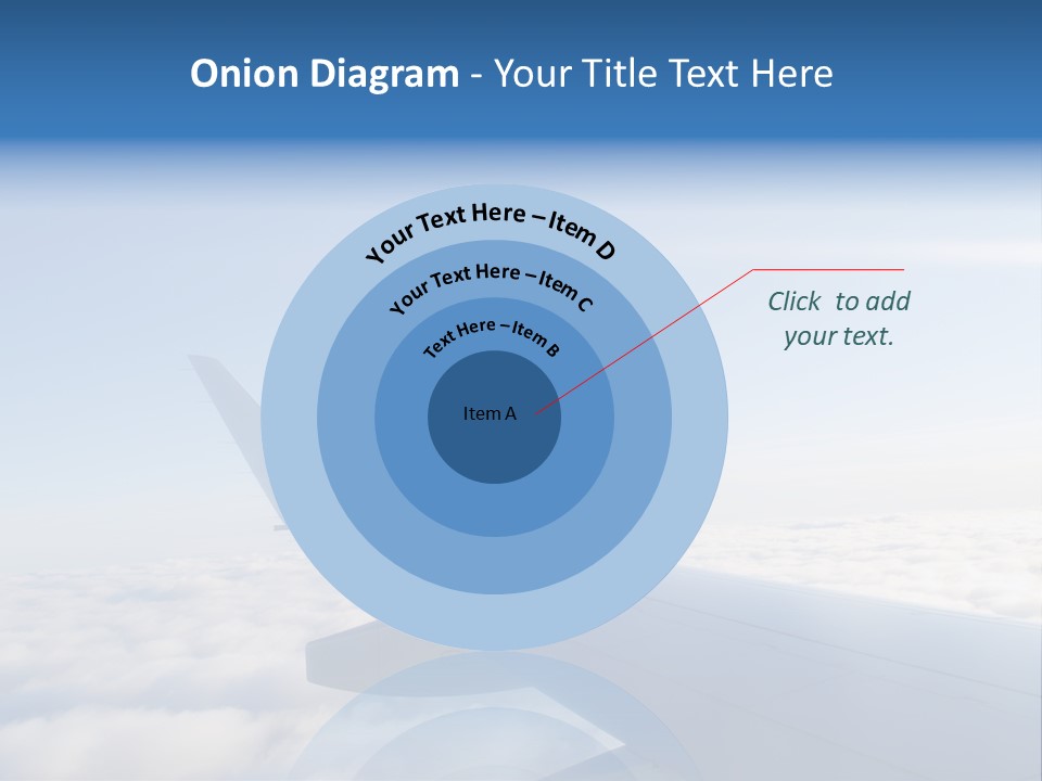 The Wing Of An Airplane Flying Above The Clouds PowerPoint Template