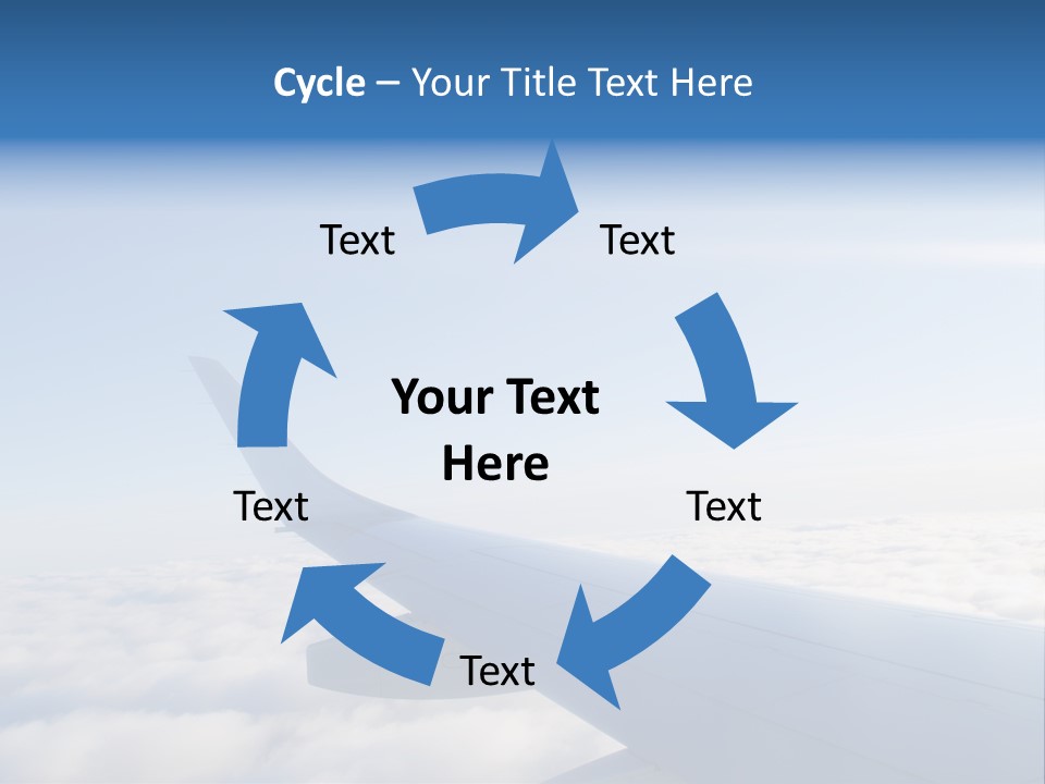 The Wing Of An Airplane Flying Above The Clouds PowerPoint Template