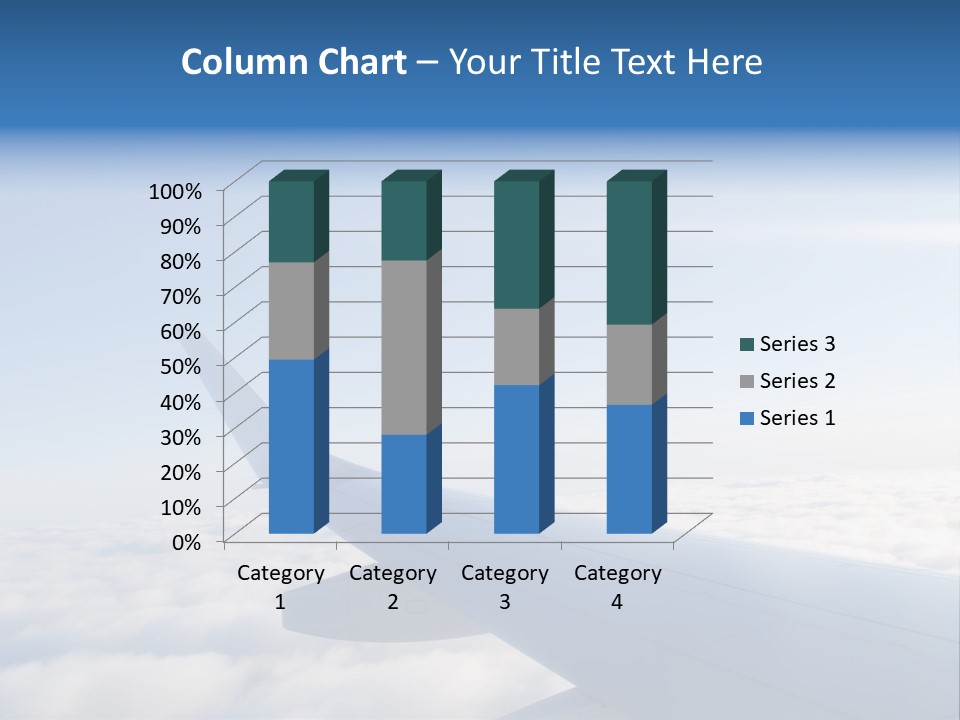 The Wing Of An Airplane Flying Above The Clouds PowerPoint Template