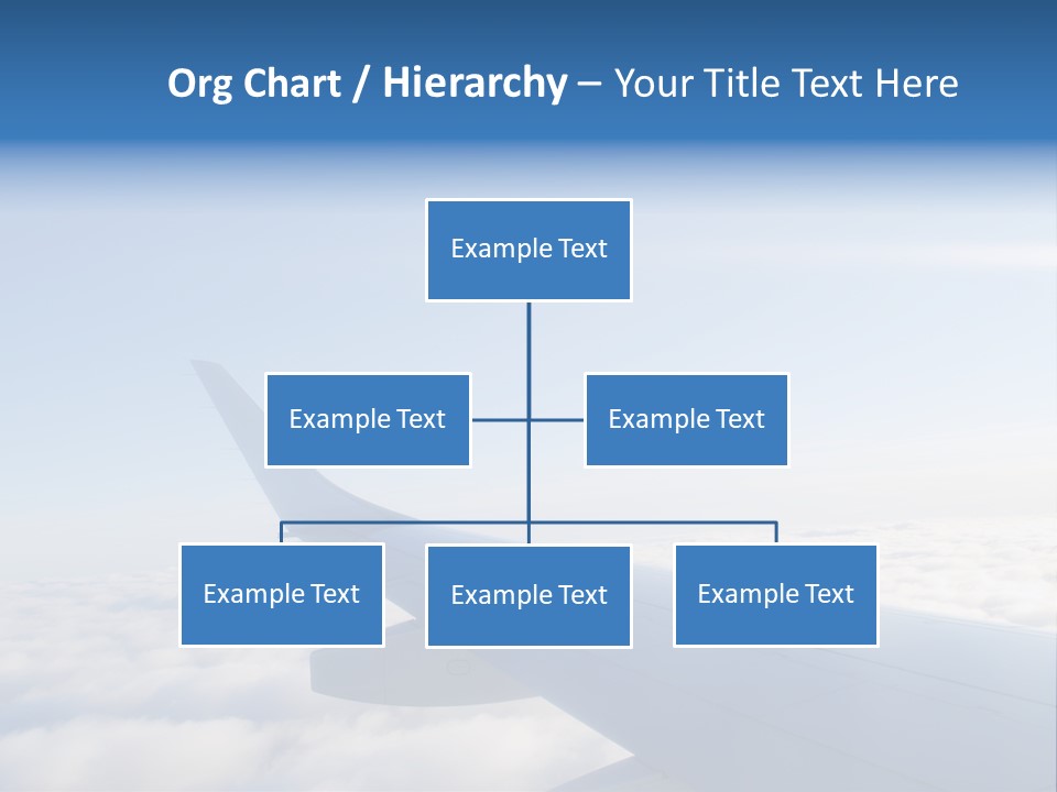 The Wing Of An Airplane Flying Above The Clouds PowerPoint Template