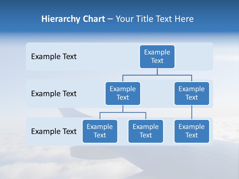 The Wing Of An Airplane Flying Above The Clouds PowerPoint Template