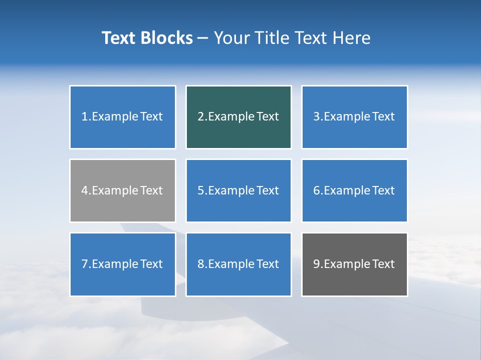 The Wing Of An Airplane Flying Above The Clouds PowerPoint Template