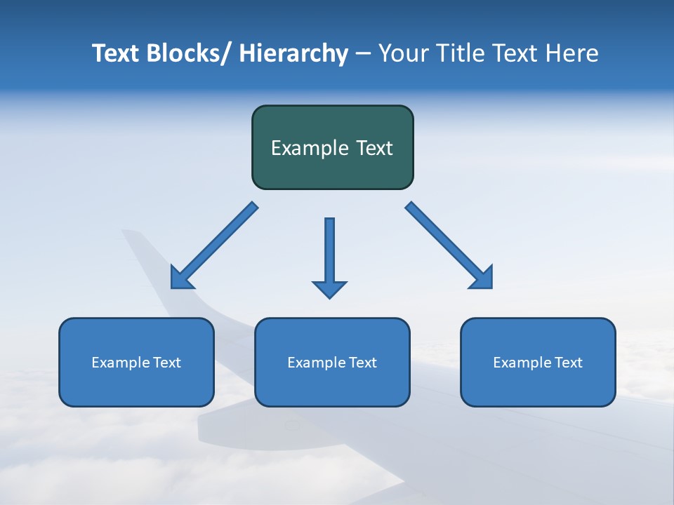 The Wing Of An Airplane Flying Above The Clouds PowerPoint Template