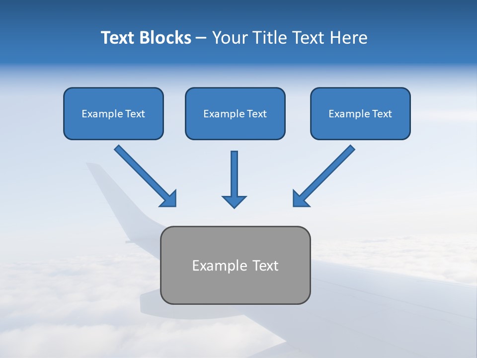 The Wing Of An Airplane Flying Above The Clouds PowerPoint Template