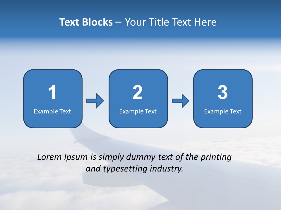 The Wing Of An Airplane Flying Above The Clouds PowerPoint Template