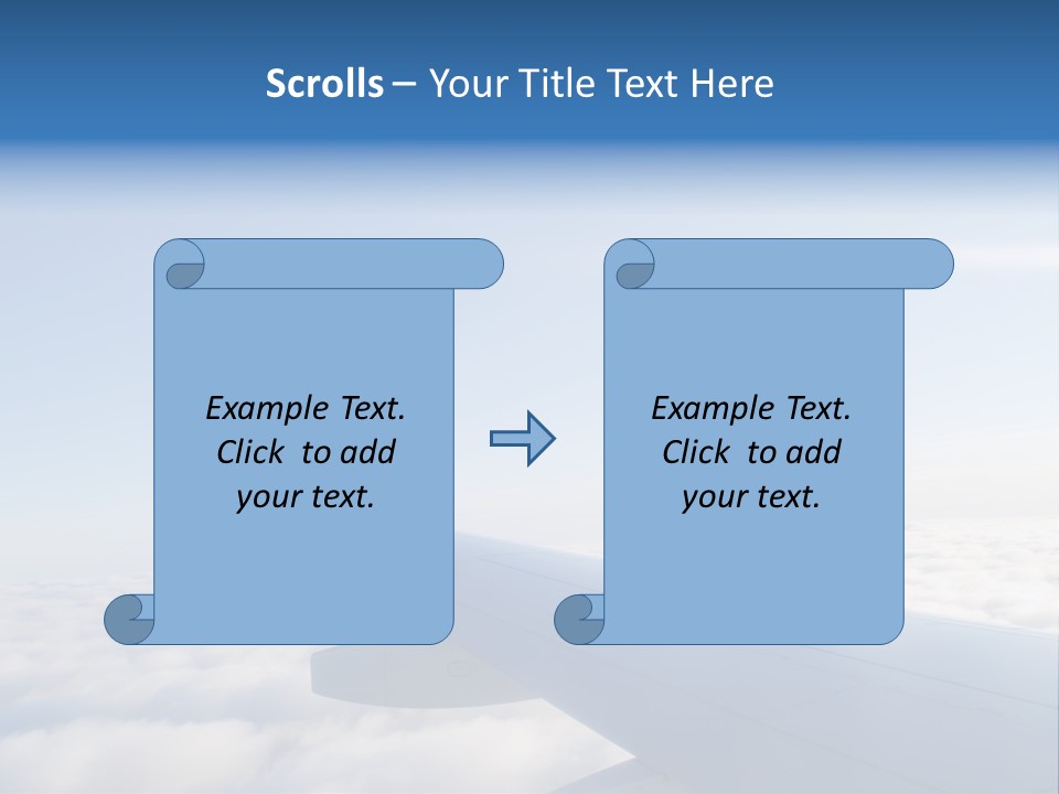 The Wing Of An Airplane Flying Above The Clouds PowerPoint Template