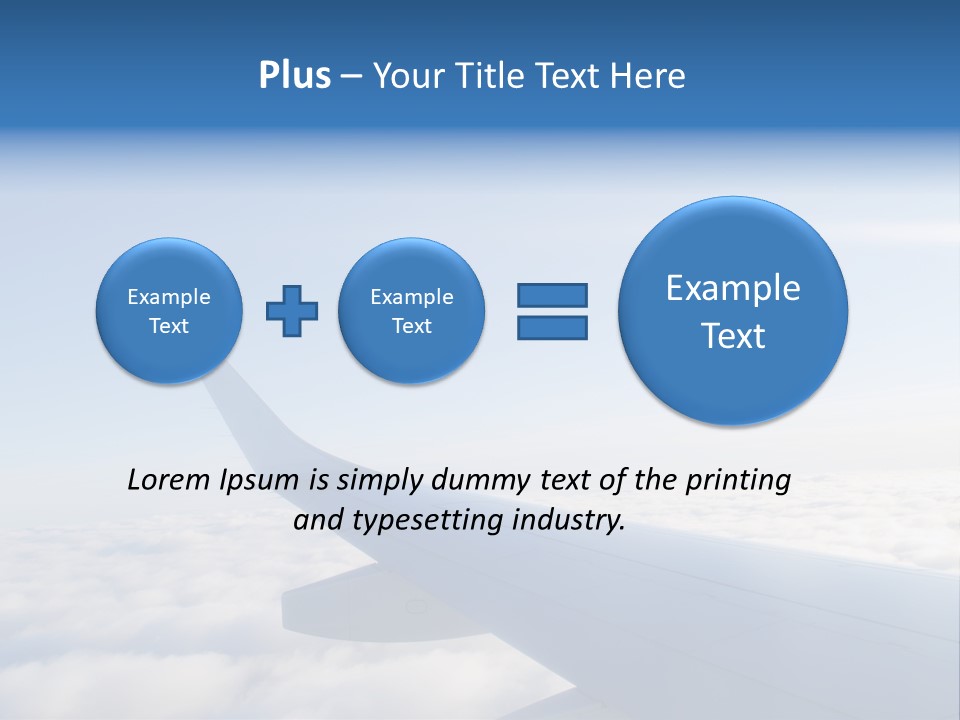 The Wing Of An Airplane Flying Above The Clouds PowerPoint Template