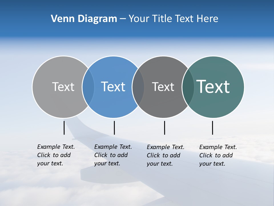 The Wing Of An Airplane Flying Above The Clouds PowerPoint Template