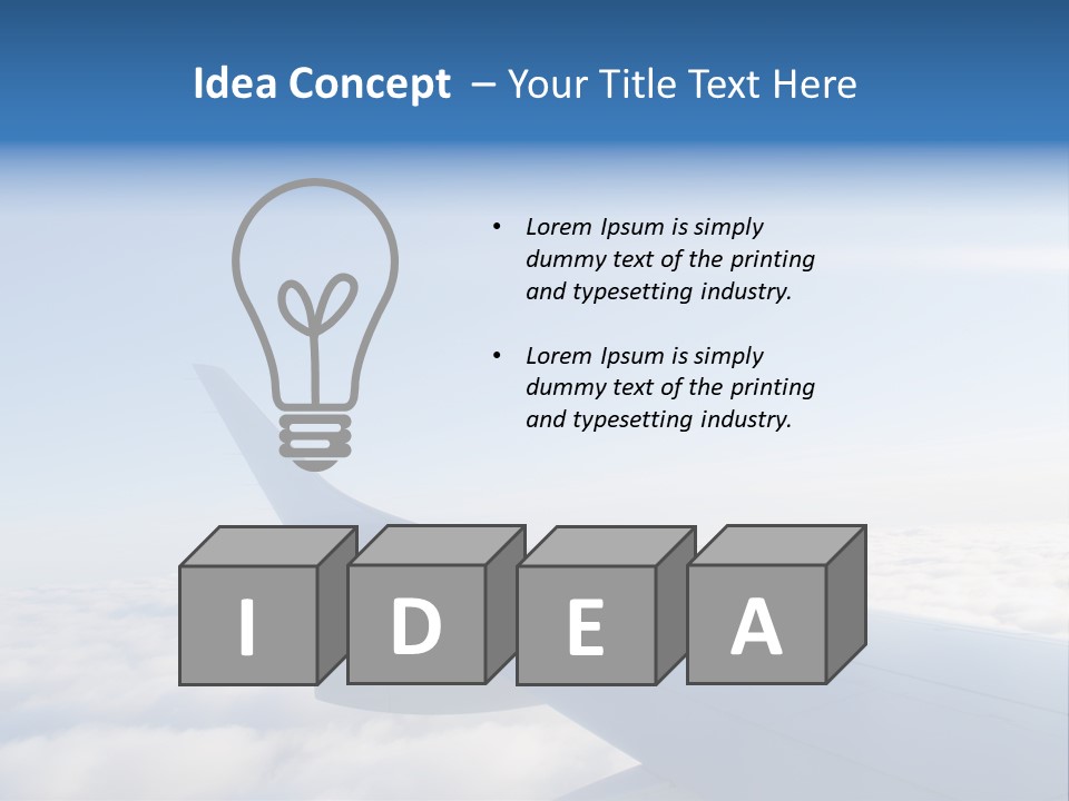 The Wing Of An Airplane Flying Above The Clouds PowerPoint Template