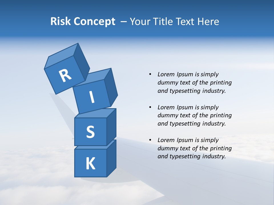 The Wing Of An Airplane Flying Above The Clouds PowerPoint Template