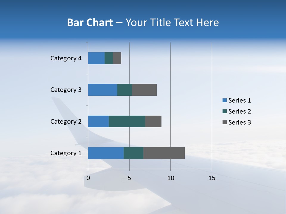 The Wing Of An Airplane Flying Above The Clouds PowerPoint Template