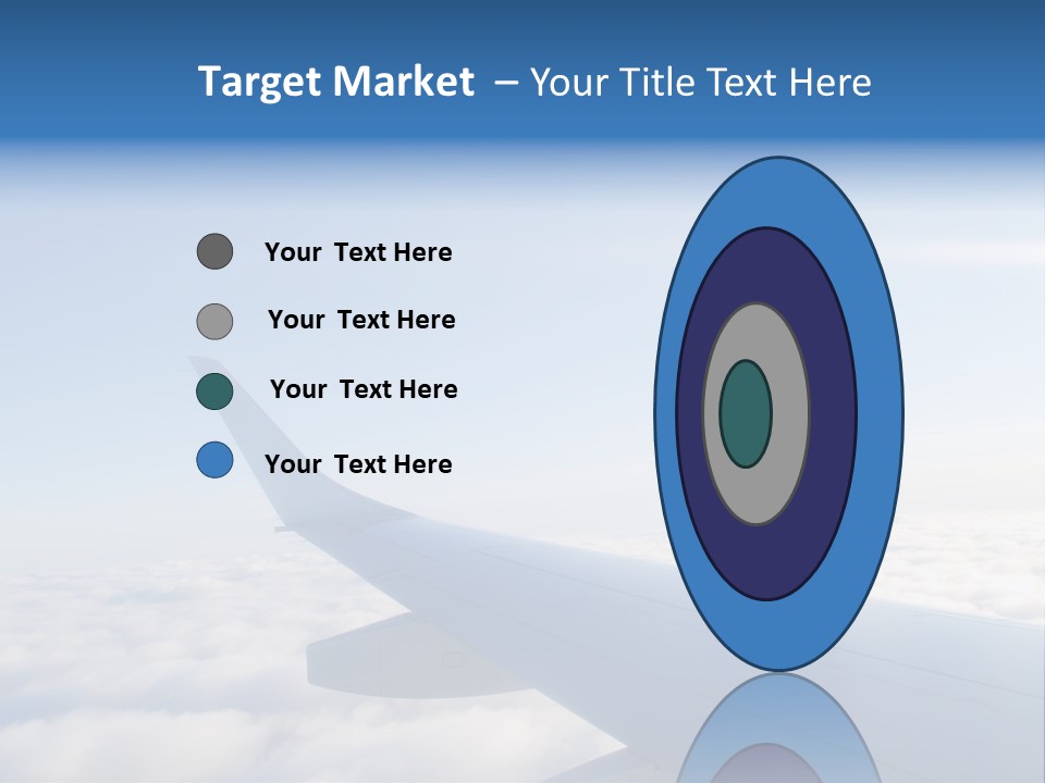 The Wing Of An Airplane Flying Above The Clouds PowerPoint Template