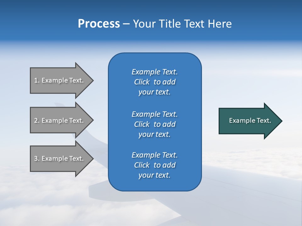 The Wing Of An Airplane Flying Above The Clouds PowerPoint Template