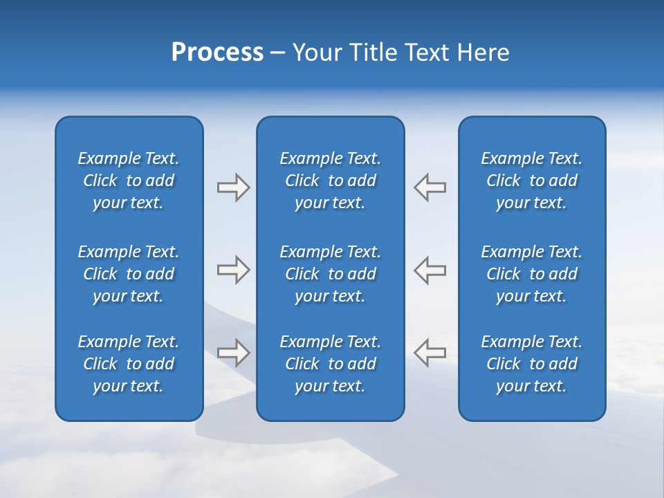 The Wing Of An Airplane Flying Above The Clouds PowerPoint Template