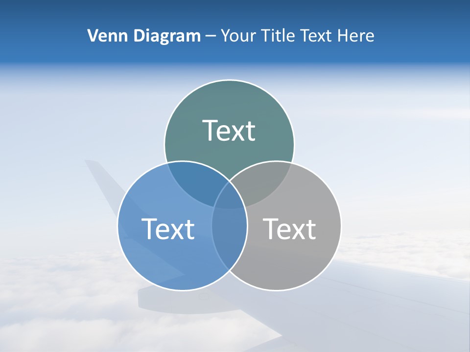 The Wing Of An Airplane Flying Above The Clouds PowerPoint Template