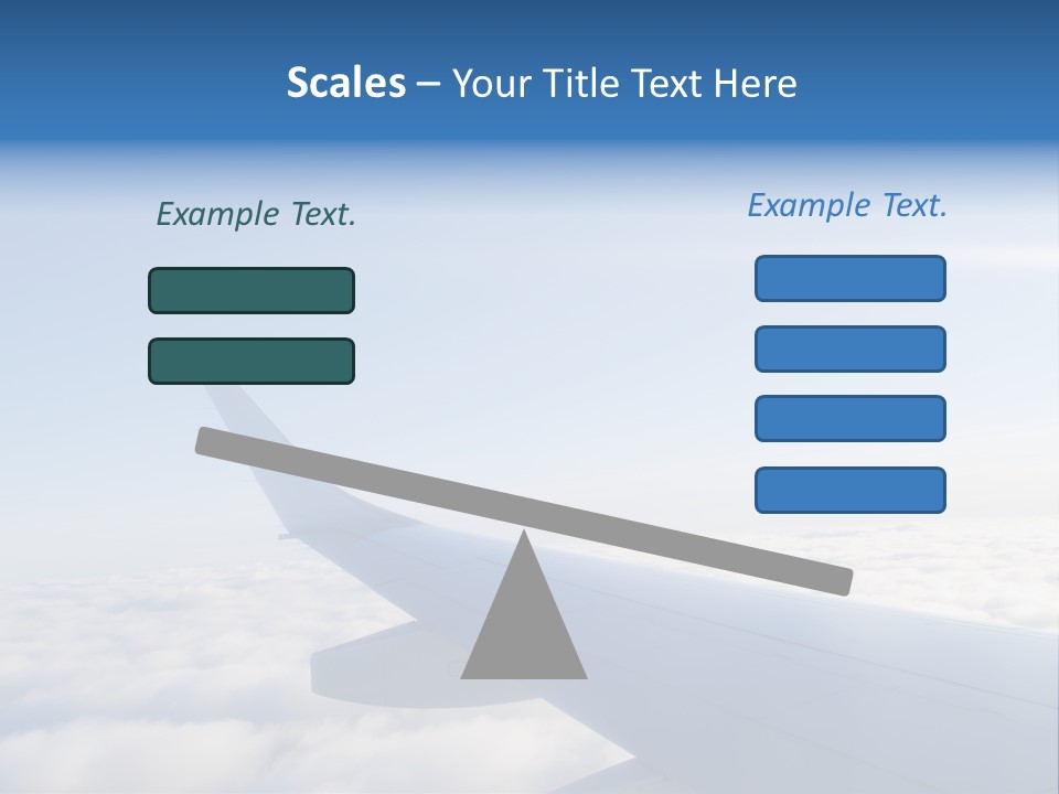 The Wing Of An Airplane Flying Above The Clouds PowerPoint Template