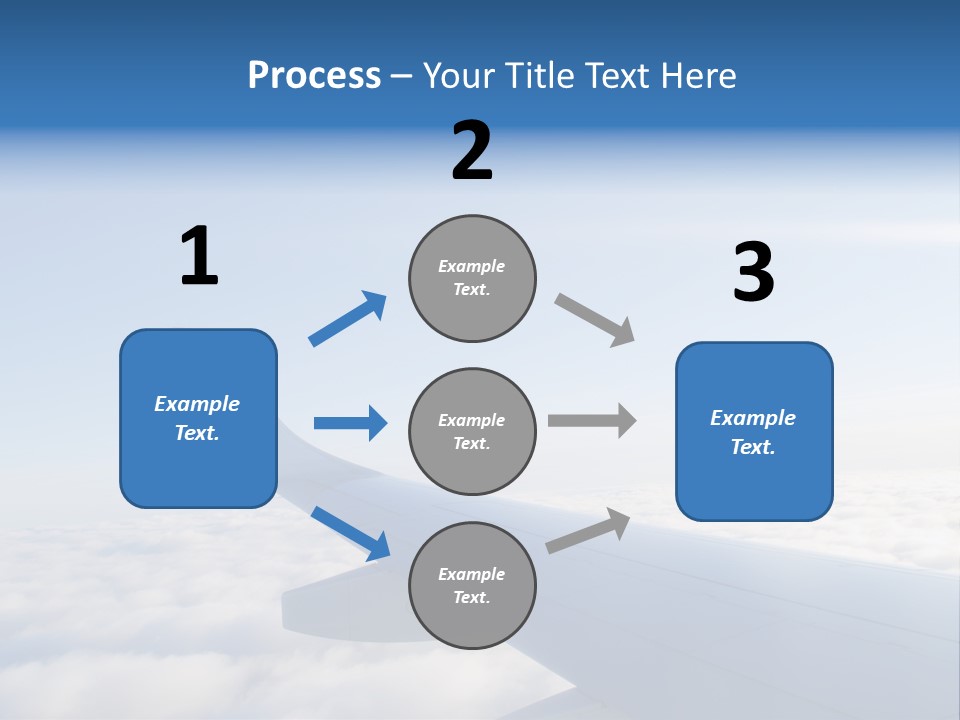 The Wing Of An Airplane Flying Above The Clouds PowerPoint Template