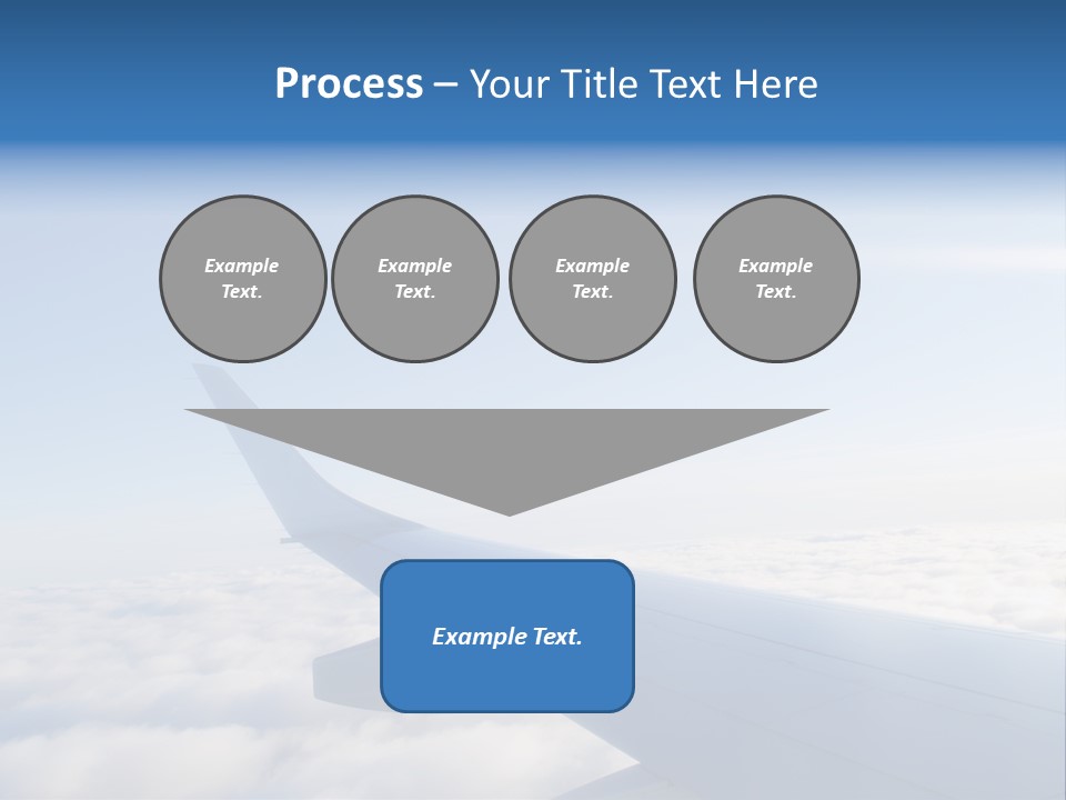 The Wing Of An Airplane Flying Above The Clouds PowerPoint Template