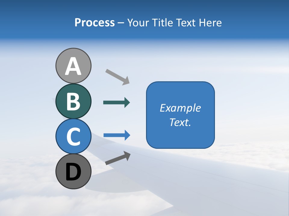 The Wing Of An Airplane Flying Above The Clouds PowerPoint Template