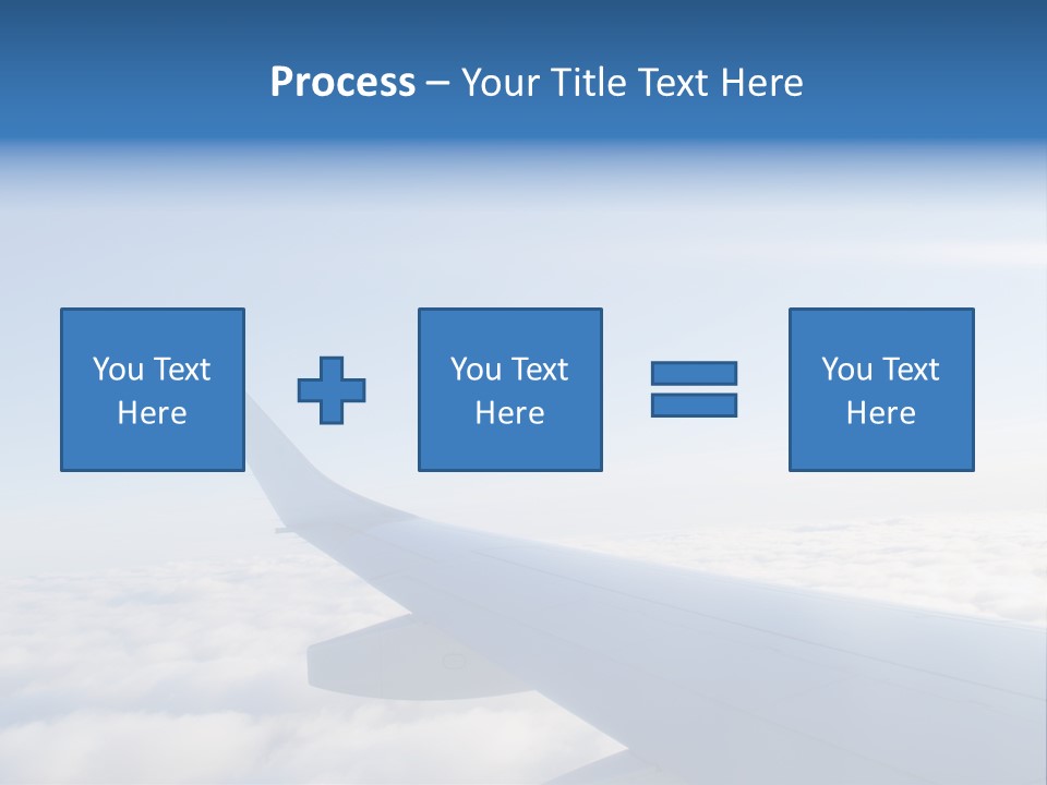 The Wing Of An Airplane Flying Above The Clouds PowerPoint Template