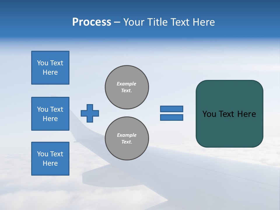 The Wing Of An Airplane Flying Above The Clouds PowerPoint Template