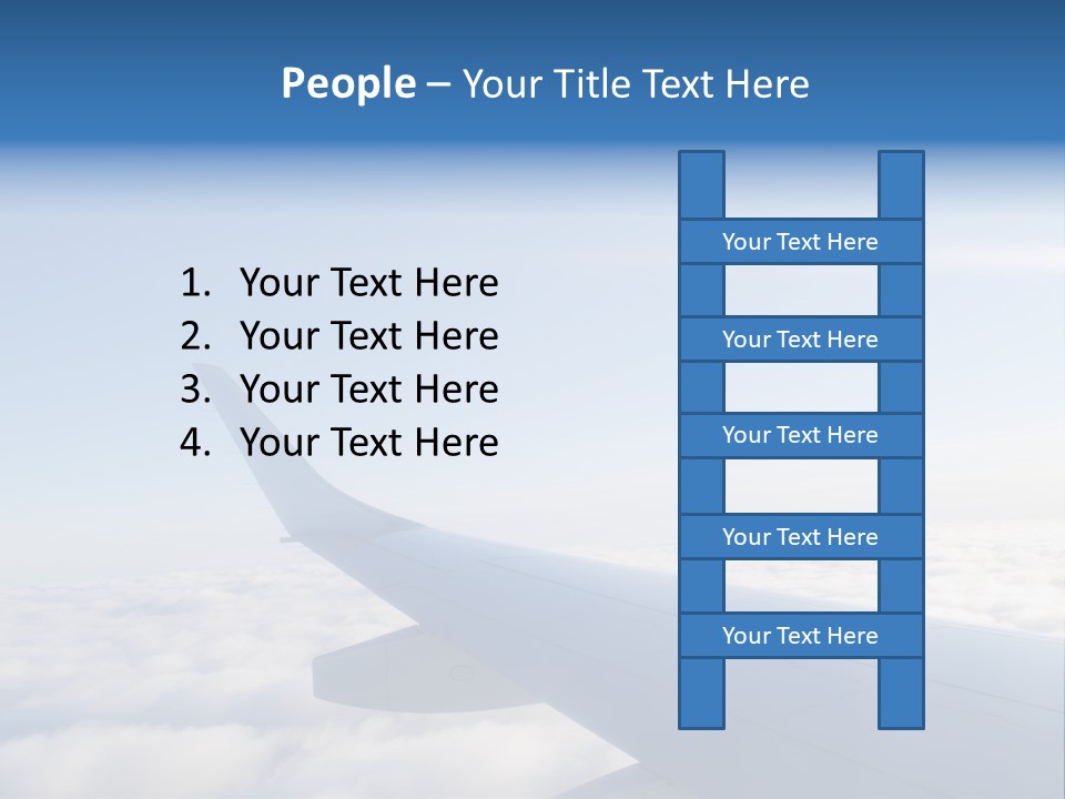 The Wing Of An Airplane Flying Above The Clouds PowerPoint Template