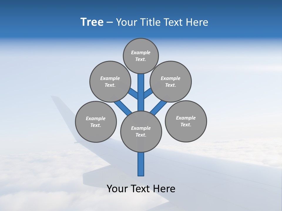 The Wing Of An Airplane Flying Above The Clouds PowerPoint Template