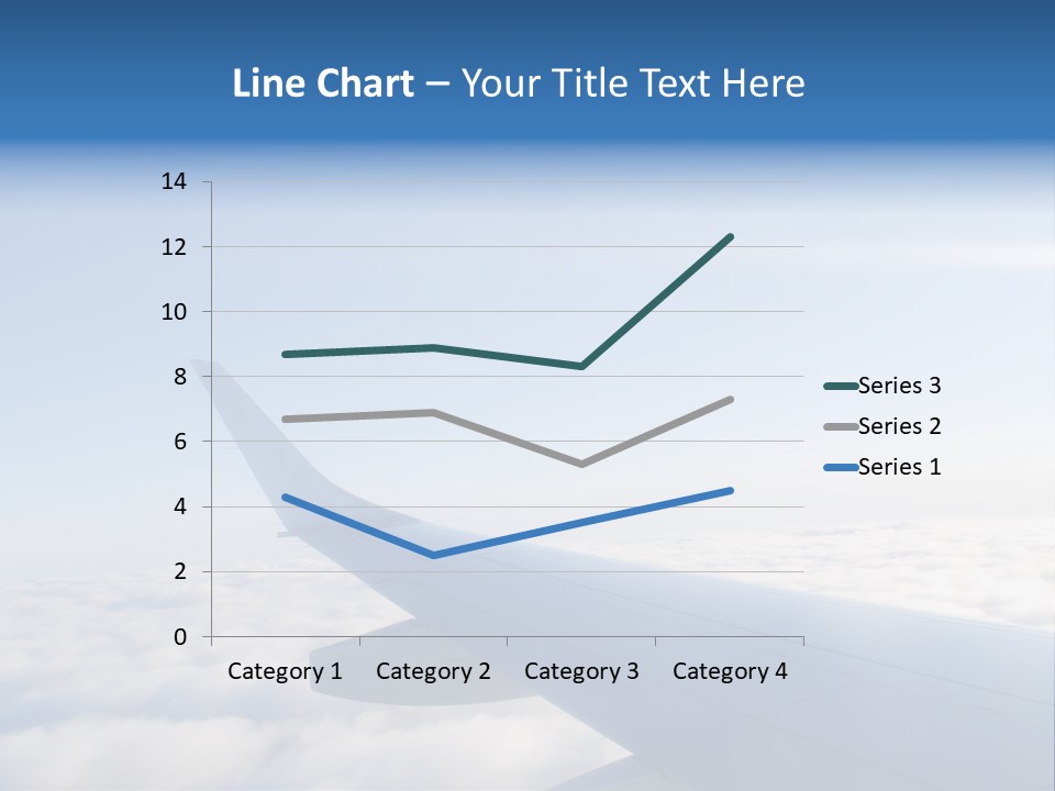 The Wing Of An Airplane Flying Above The Clouds PowerPoint Template