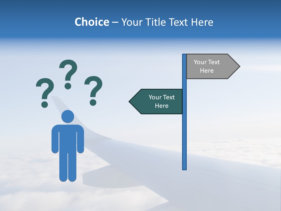 The Wing Of An Airplane Flying Above The Clouds PowerPoint Template