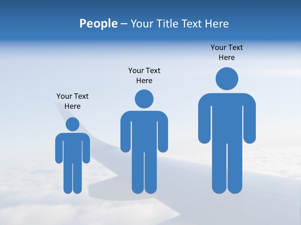 The Wing Of An Airplane Flying Above The Clouds PowerPoint Template