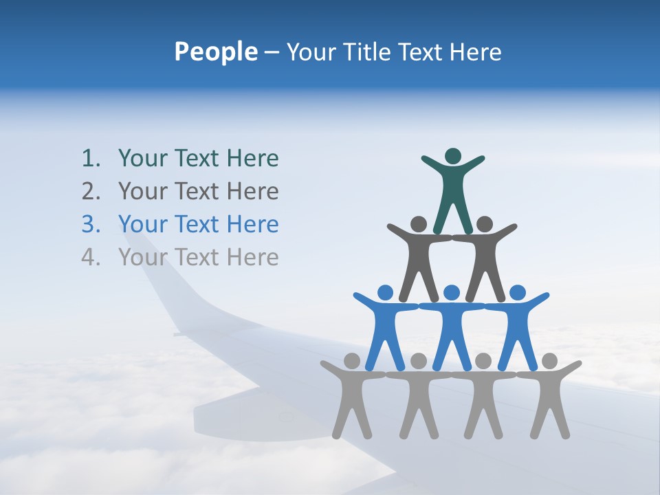 The Wing Of An Airplane Flying Above The Clouds PowerPoint Template