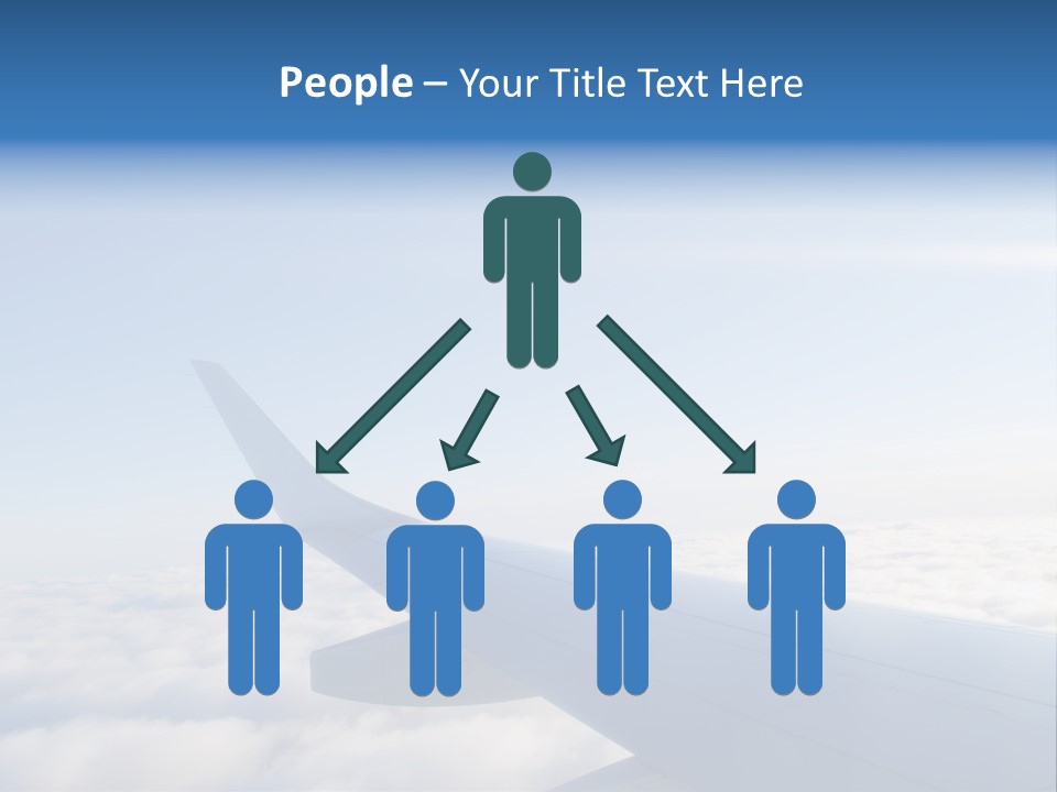The Wing Of An Airplane Flying Above The Clouds PowerPoint Template