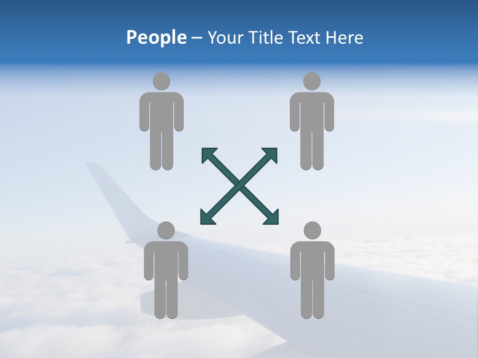 The Wing Of An Airplane Flying Above The Clouds PowerPoint Template