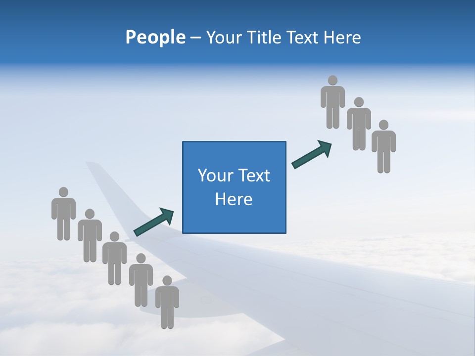 The Wing Of An Airplane Flying Above The Clouds PowerPoint Template