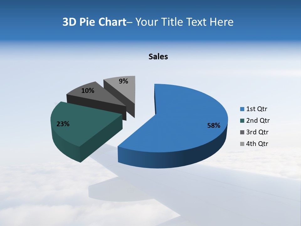 The Wing Of An Airplane Flying Above The Clouds PowerPoint Template