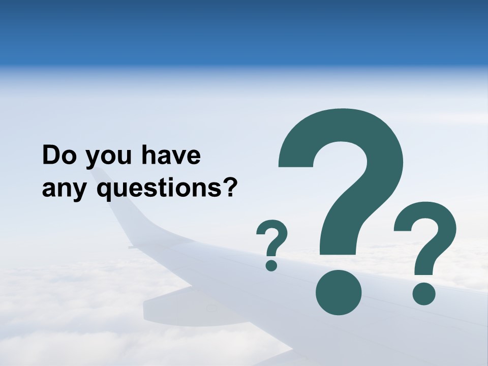 The Wing Of An Airplane Flying Above The Clouds PowerPoint Template