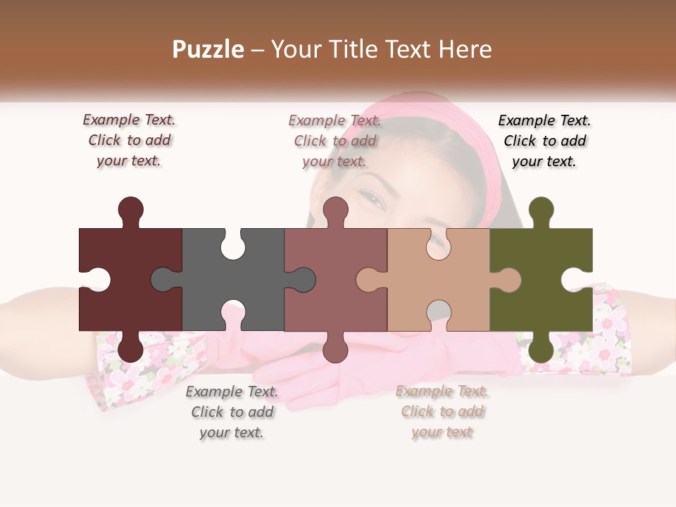 A Woman With Pink Gloves Is Smiling For The Camera PowerPoint Template