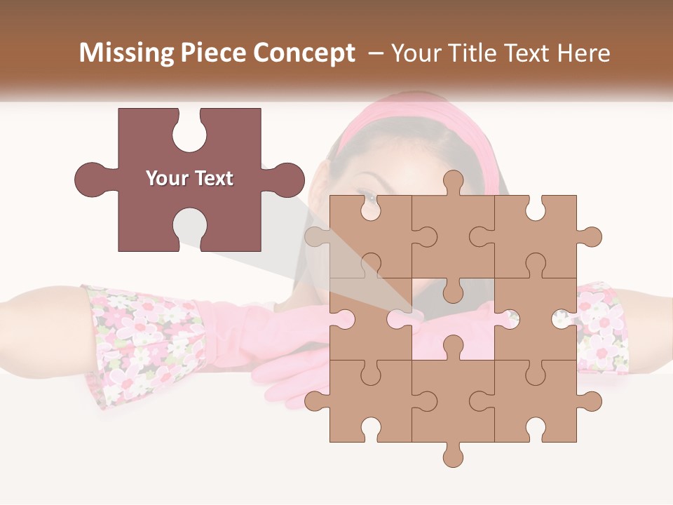 A Woman With Pink Gloves Is Smiling For The Camera PowerPoint Template