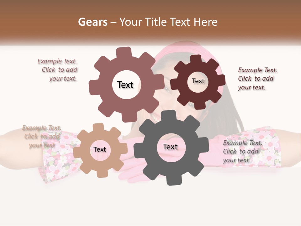 A Woman With Pink Gloves Is Smiling For The Camera PowerPoint Template