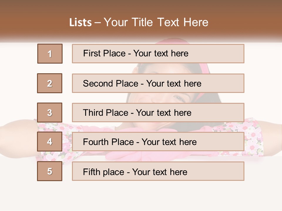 A Woman With Pink Gloves Is Smiling For The Camera PowerPoint Template