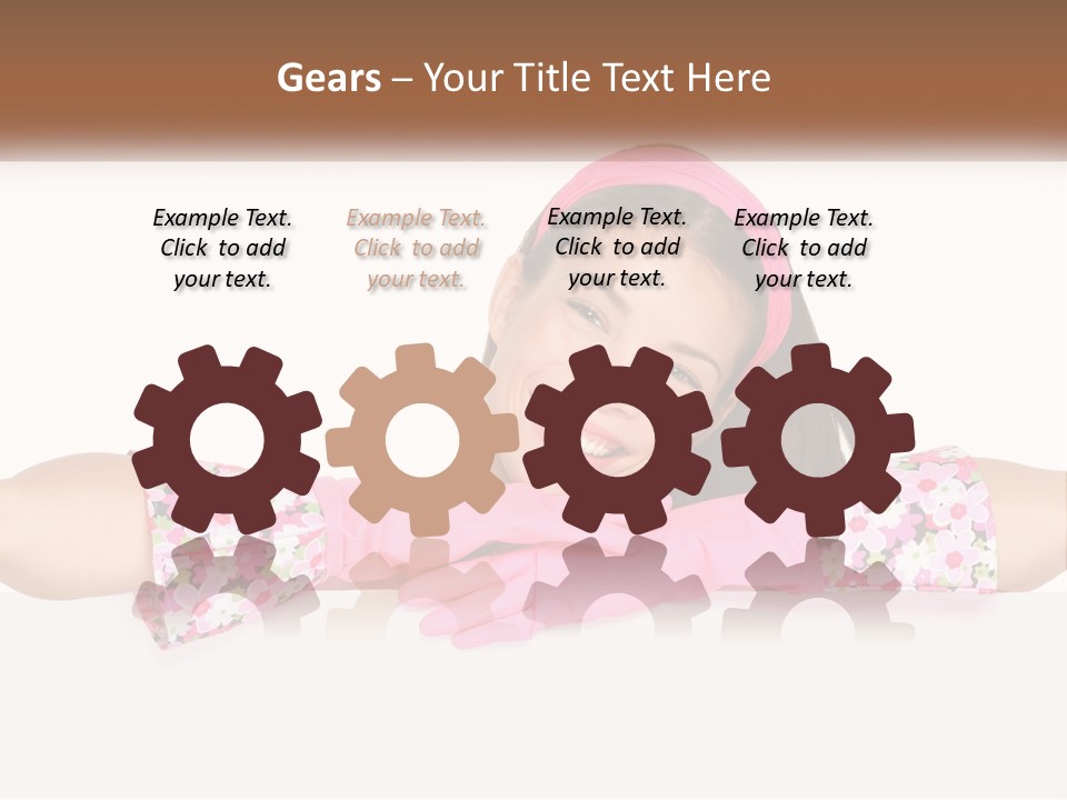 A Woman With Pink Gloves Is Smiling For The Camera PowerPoint Template