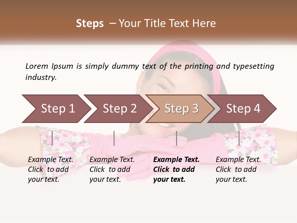 A Woman With Pink Gloves Is Smiling For The Camera PowerPoint Template