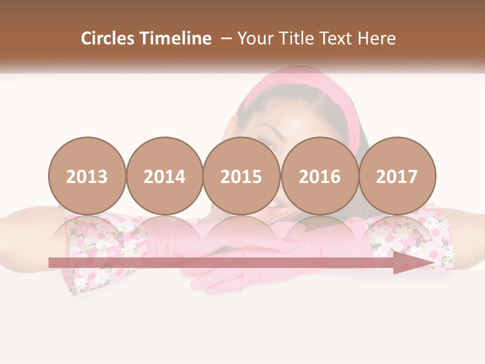 A Woman With Pink Gloves Is Smiling For The Camera PowerPoint Template