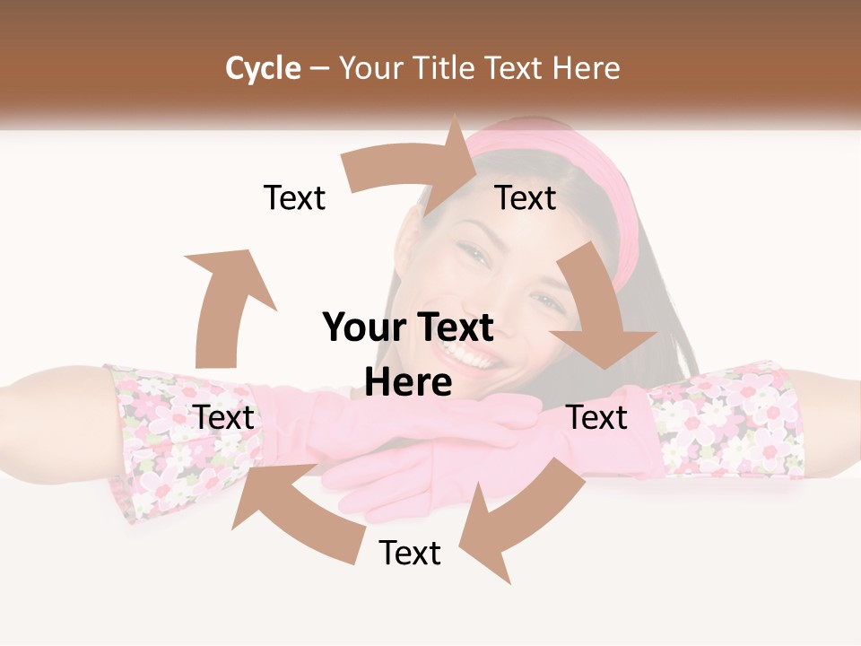 A Woman With Pink Gloves Is Smiling For The Camera PowerPoint Template