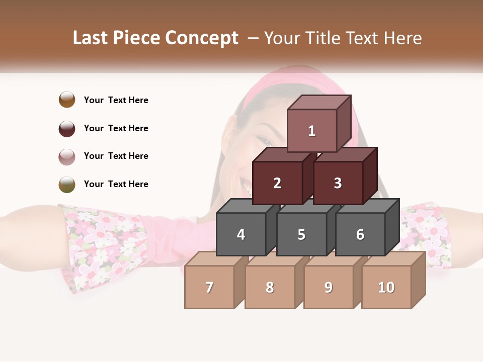 A Woman With Pink Gloves Is Smiling For The Camera PowerPoint Template