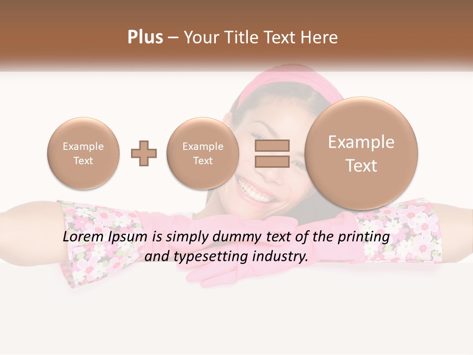 A Woman With Pink Gloves Is Smiling For The Camera PowerPoint Template